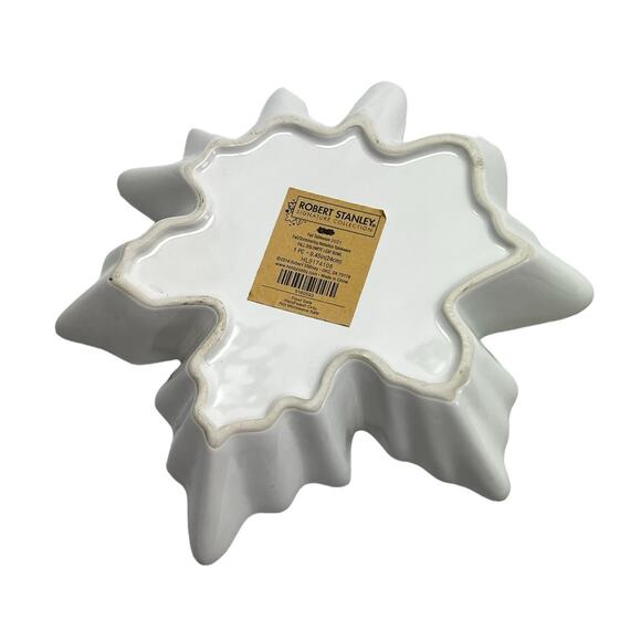 Robert Stanley Collection Fall Tableware Ceramic Leaf Dish Ivory With Gold Trim - Picture 2 of 8